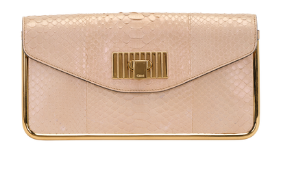 Sally Clutch, &pound;220, Handbags, Beige, Python, Front view